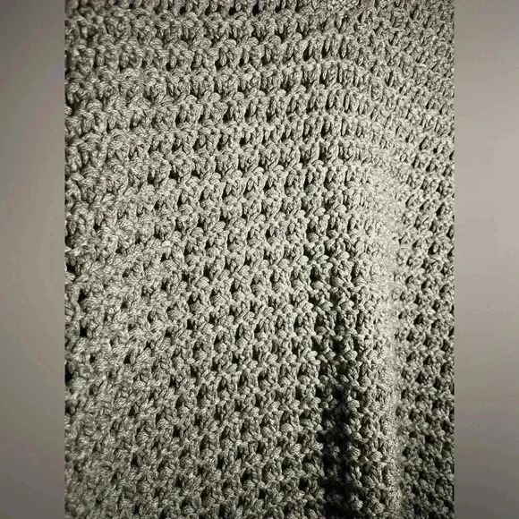 Lafayette 148 Gray Heavy Cotton Open Knit Chunky Short Sleeve V Neck Sweater - Picture 2 of 7